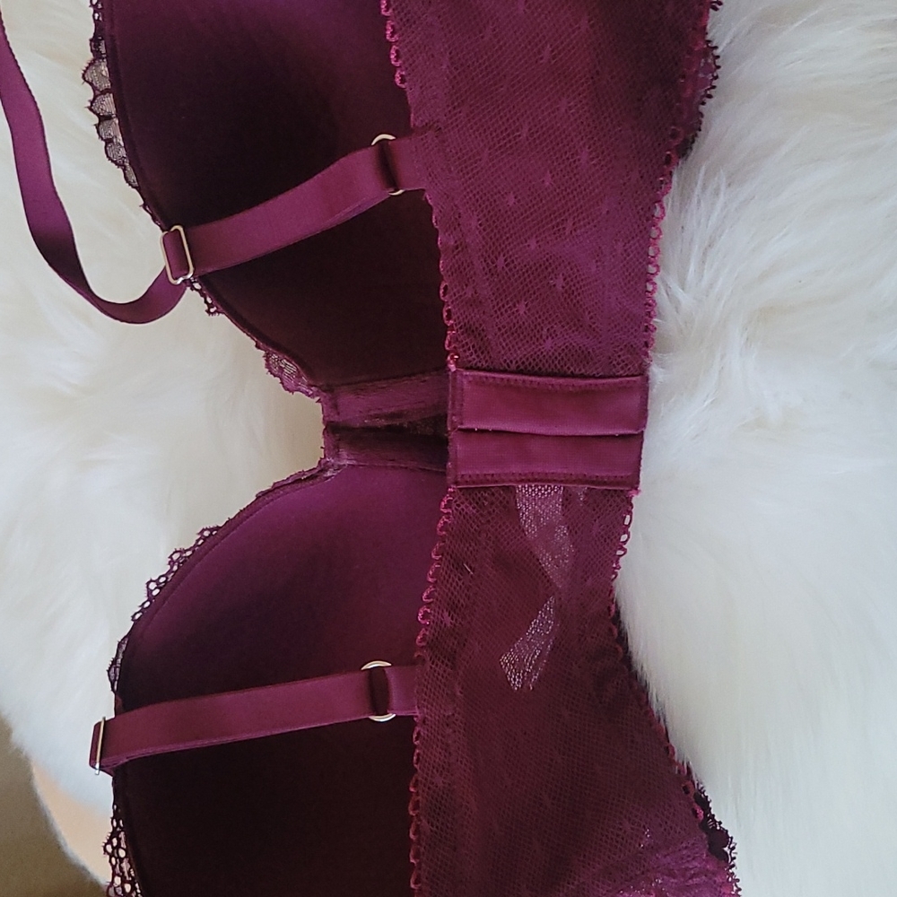 Victoria's Secret lace Angels bra 34DDD Maroon - Picture 3 of 4